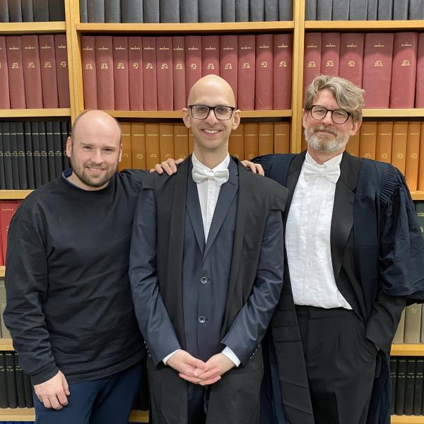 A photo of Professor Wolf-Julian Neumann (left), Christoph Wiest (centre), and Professor Tim Denison (right).